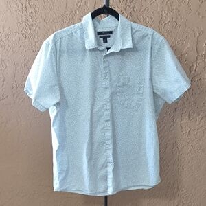 Marc Anthony Gray Ditsy Pattern Slim Fit Button Down Shirt Size XL